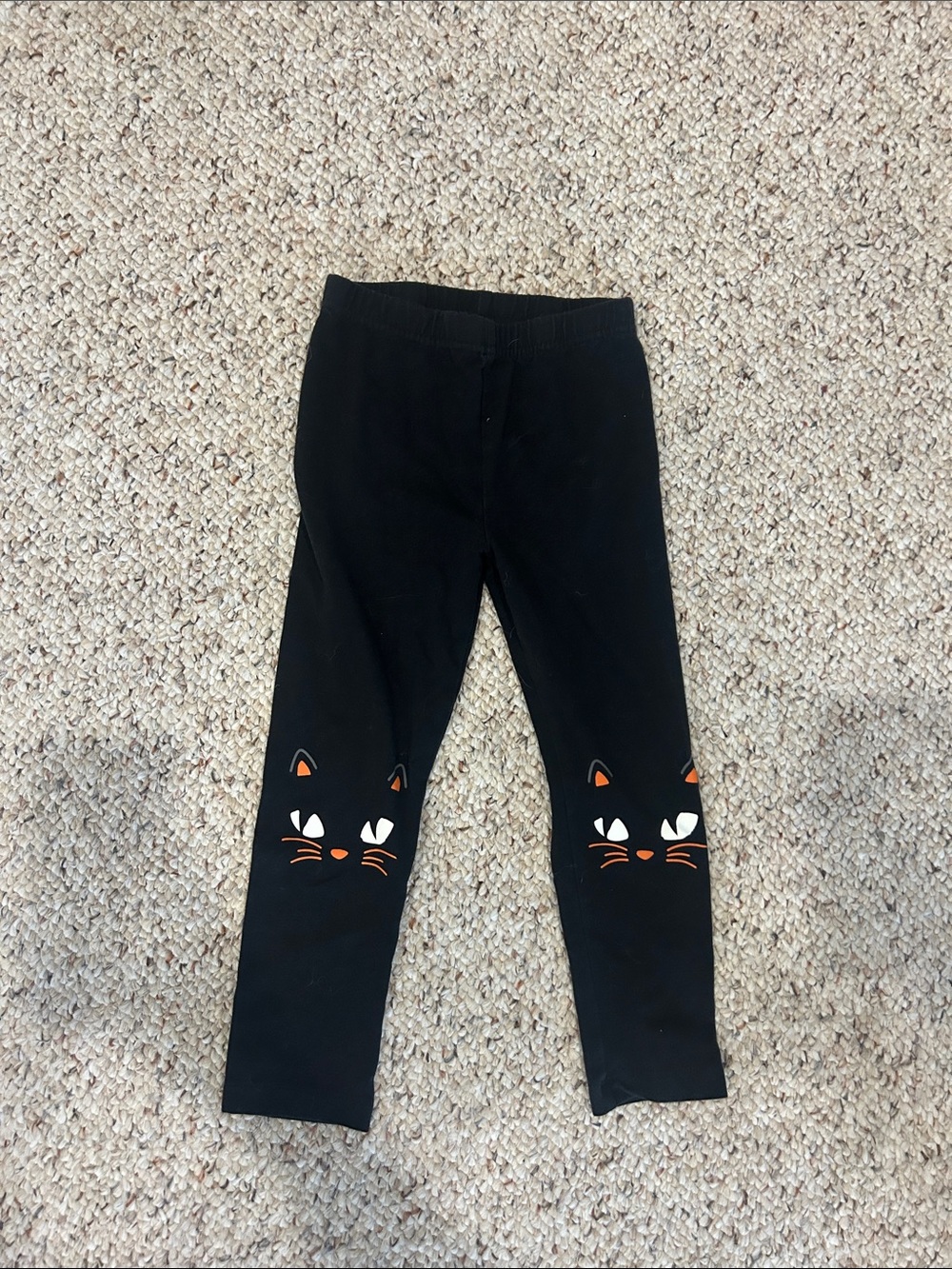 wonder nation Halloween Black Cat Face Leggings with Orange & White Accents
